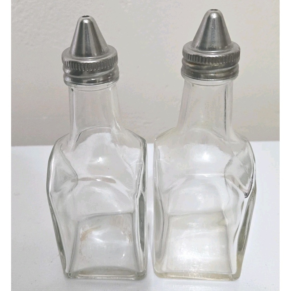Vintage Gemco Oil & Vinegar Cruet Set Glass Mid Century Modern MCM Kitchen Decor